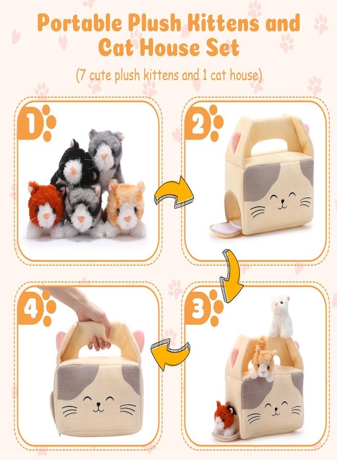 Blueweenly 8 Pcs Cat Stuffed Animal Set Plush House with 7 Soft Stuffed Animal Plush Toy for Kids Birthday Valentines Classroom Party Favors Goodie Bags Stuffers - Image 3